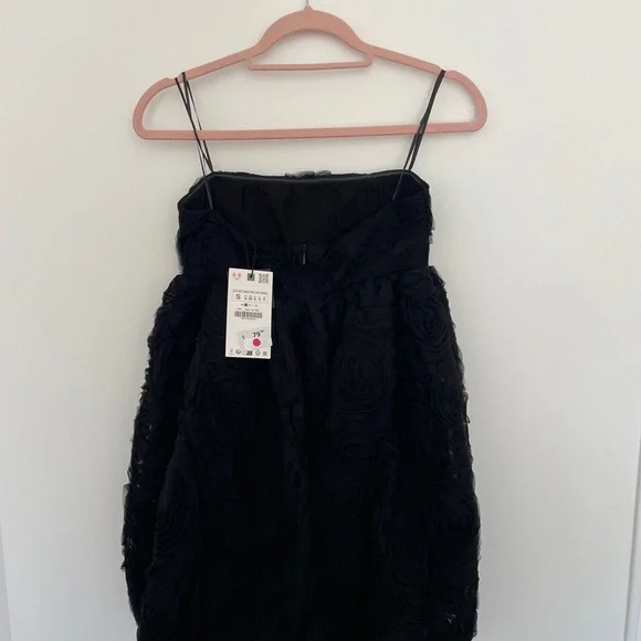 ZARA Black Floral Mini Dress S | Blogger Fav | Coquette Balletcore Party Glam - Picture 6 of 6